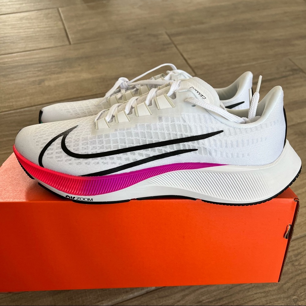 Nike Air Zoom Pegasus 37 White Multi Flash Crimson - Picture 4 of 8